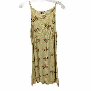 U.O. PALE YELLOW FLORAL/BIRDS HALTER DRESS.MINI 10